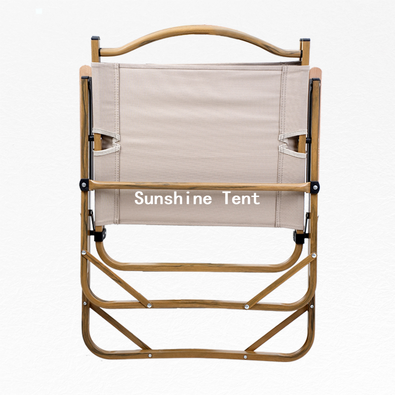 Customized Luxury outdoor Wood style Metal Easy Folding Camping kermit chair